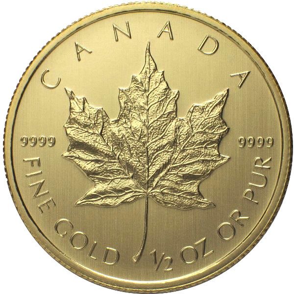 1/2 oz Canadian Gold Maple Leaf Coin (Random Year)