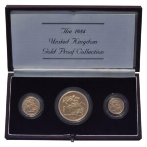 1984 Proof Gold Sovereign 3 Coin Set Large Boxed