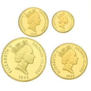 1992 Solomon Islands 50th Anniversary Battle of Guadalcanal 4 Coin Gold Proof Set Boxed