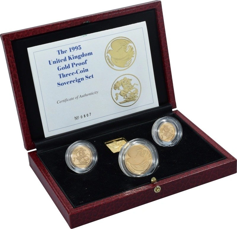 1995 Proof Gold Sovereign 3 Coin Set Boxed