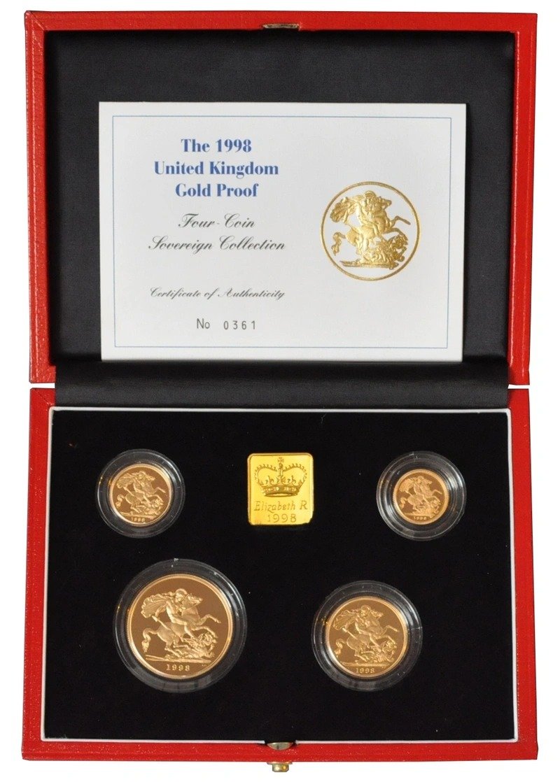 1998 Proof Gold Sovereign 4 Coin Set Boxed