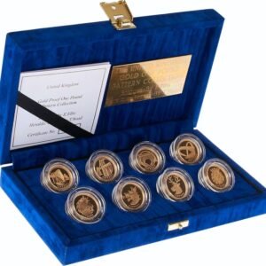 Proof Gold £1 Pound Coin Set Heraldic Beasts & Bridges 8 Coin Set 2003-2004 Boxed