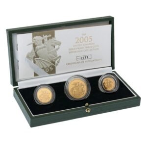 2005 Proof Gold Sovereign 3 Coin Set Boxed