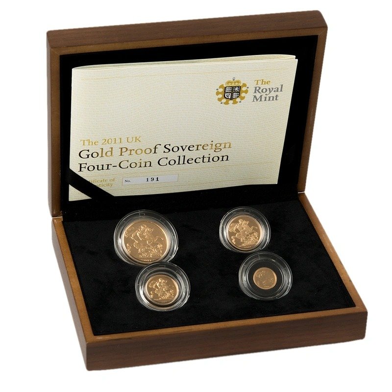 2011 Proof Gold Sovereign 4 Coin Set Smaller Boxed