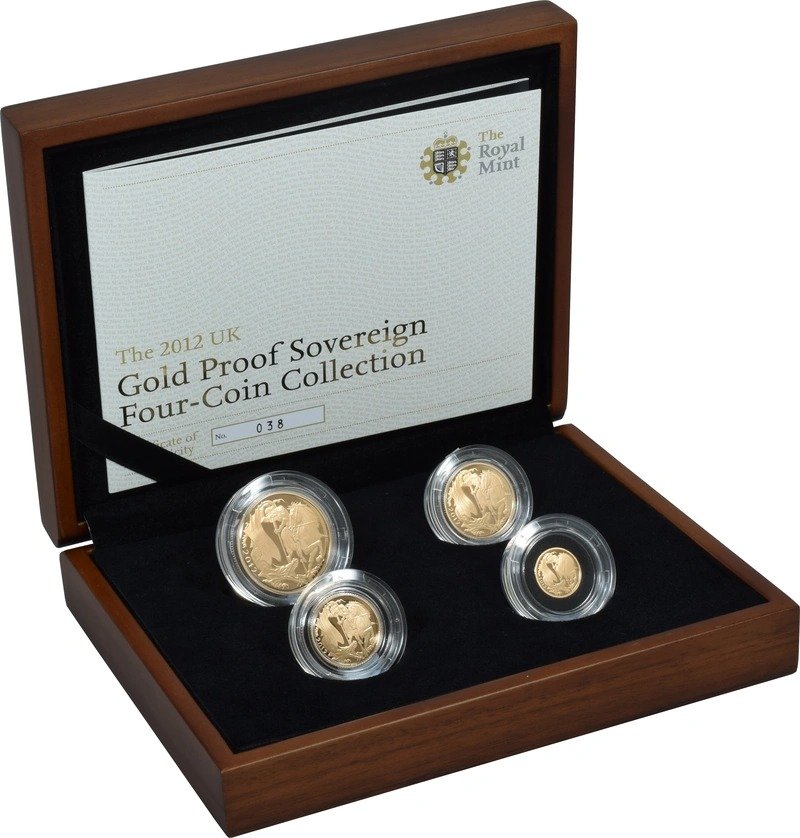 2012 Proof Gold Sovereign 4 Coin Set Smaller Boxed