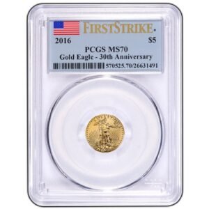 2016 1/10 oz American Gold Eagle Coin PCGS MS70 FS