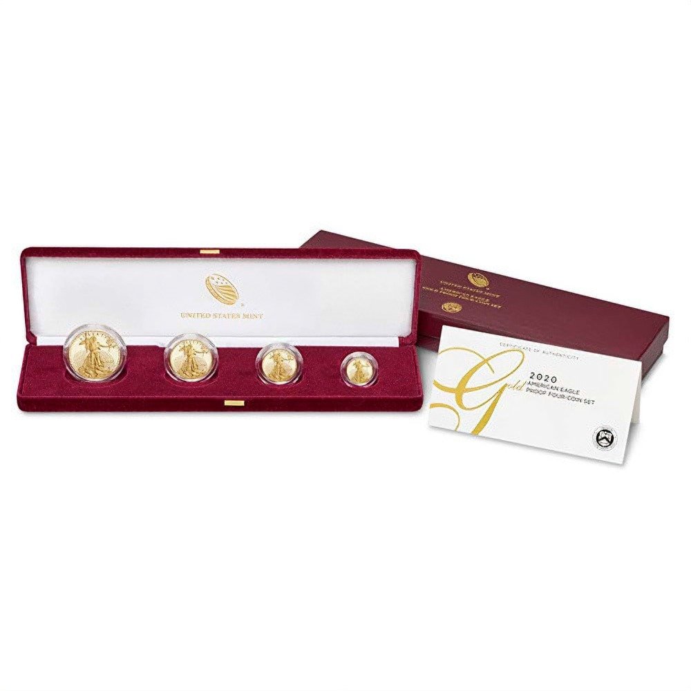 2020-W 4-Coin Proof American Gold Eagle Set (Box + CoA) - Image 4