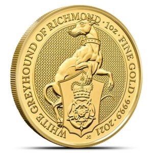 2021 1 oz British Gold Queens Beast White Greyhound Coin (BU)