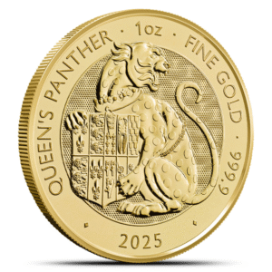 2025 1 oz British Gold Tudor Beasts The Queen’s Panther Tube (10 Coins, BU)