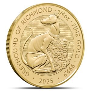 2025 1/4 oz British Gold Tudor Beasts Greyhound of Richmond Tube (25 Coins, BU)