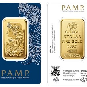 3 Tola PAMP Lady Fortuna Gold Bar