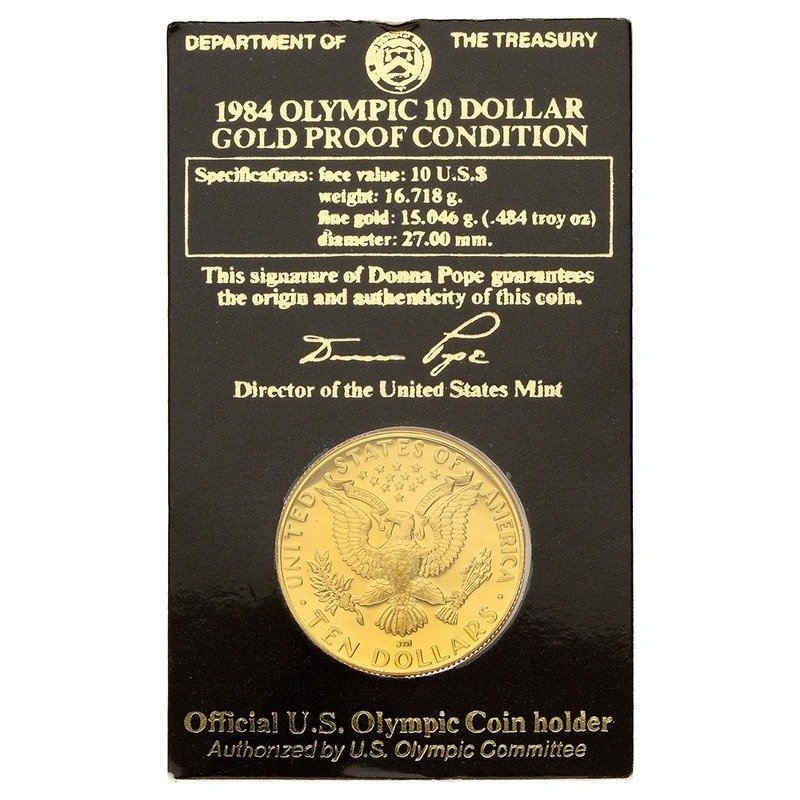 $10 american gold commemorative 1984 LA Olympics Proof Boxed - Image 2