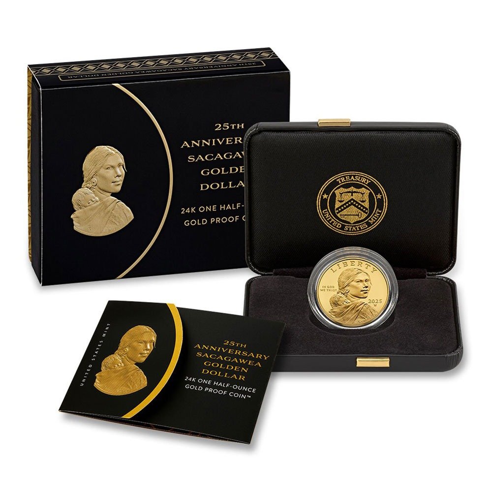 2025-W 1/2 oz Proof American Gold 25th Anniversary Sacagawea Dollar Coin (Box + CoA) - Image 4